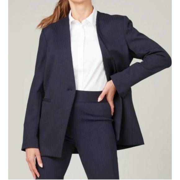 SPANX Jackets & Blazers - NEW SPANX perfect collarless blazer in navy with white pinstripes